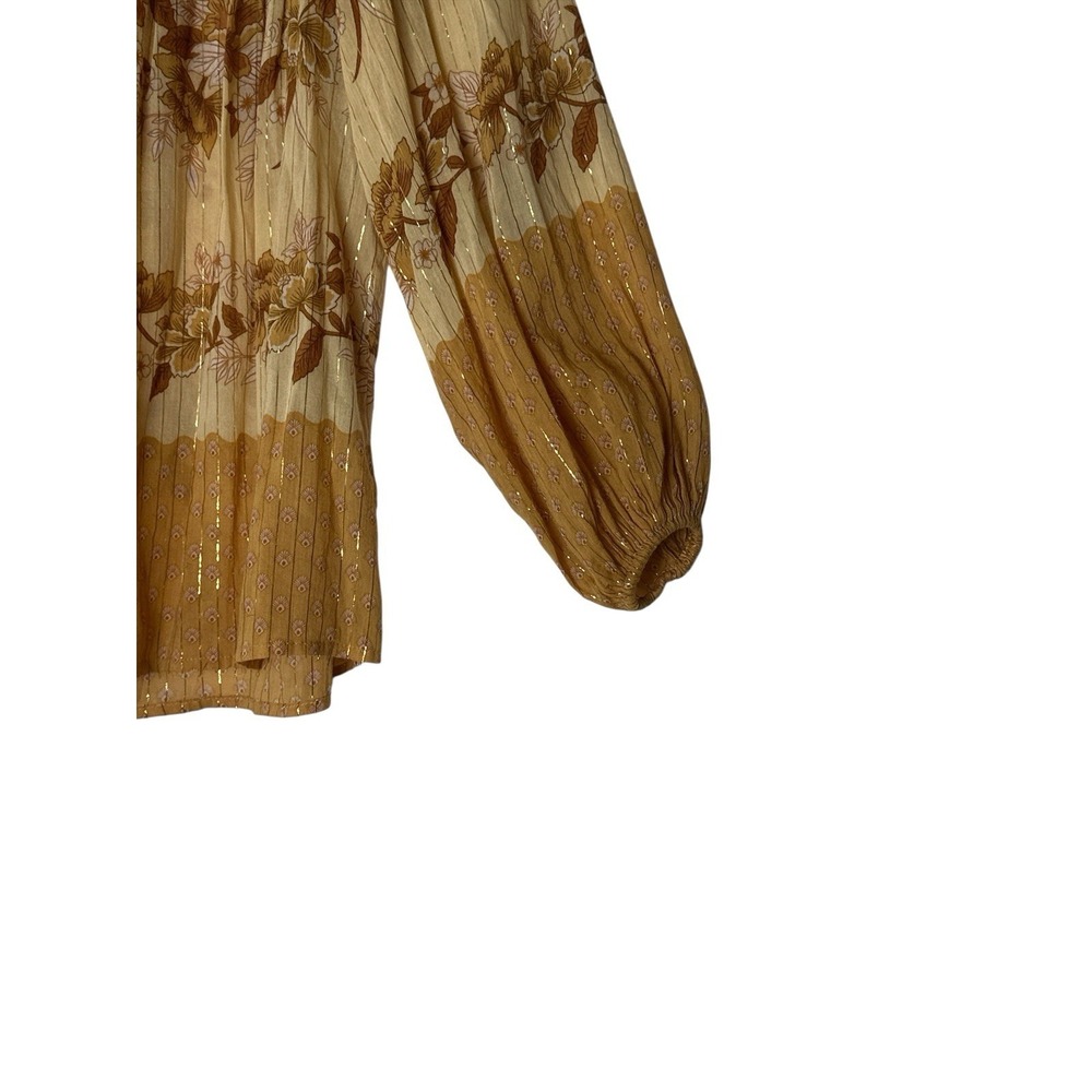 Spell and The Gypsy Coco Lei Blouse Top Women's XS Caramel Boho Embroidered - Picture 12 of 14